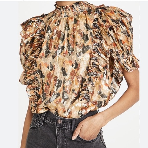 NWT Ba&sh Gilda Metallic Blouse Size 3 - Picture 5 of 9